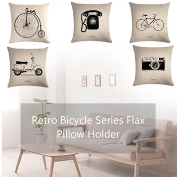 

E424 Classic Retro Bicycle Series Linen Hug Pillowcase Invisible zipper Home Sofa Decoration Hug Pillowcase Soft And Comfortable
