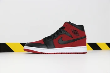 

Nike Air Jordan 1 Mid AJ1 Black-red Basketball Shoes For Men Women High End Comfortable Sports Outdoor Sneakers Original
