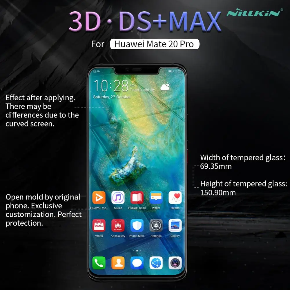 Цена Для huawei mate 20 Pro закаленное стекло Nillkin Ds Max полное покрытие Защита экрана для huawei mate 20 Pro 3D стекло