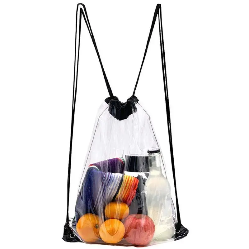 Модный новый мужской и женский прозрачный рюкзак на шнурке Cinch Sack школьная