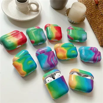 

KJOEW Cute Earphone Case For Apple AirPods 2/3 Rainbow Colors Personality Wireless Bluetooth Protective Cover Air Pods pro Case