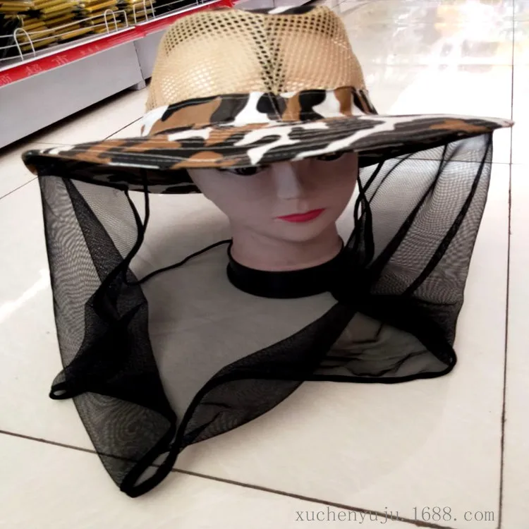 

Mosquito Outdoor Camouflage Fishing Insect-Proof Cap Sun Protection Hat Shawl cong lin mao Angling Fishing Gear Supplies