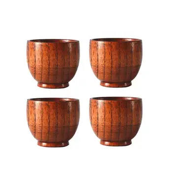 

4pcs Eco-Friendly Japan Style Solid Wood Cup For Sake Tea Coffee Wine Water Kung Fu Tea Cup Japanese Solid Wood Small Wine Cup