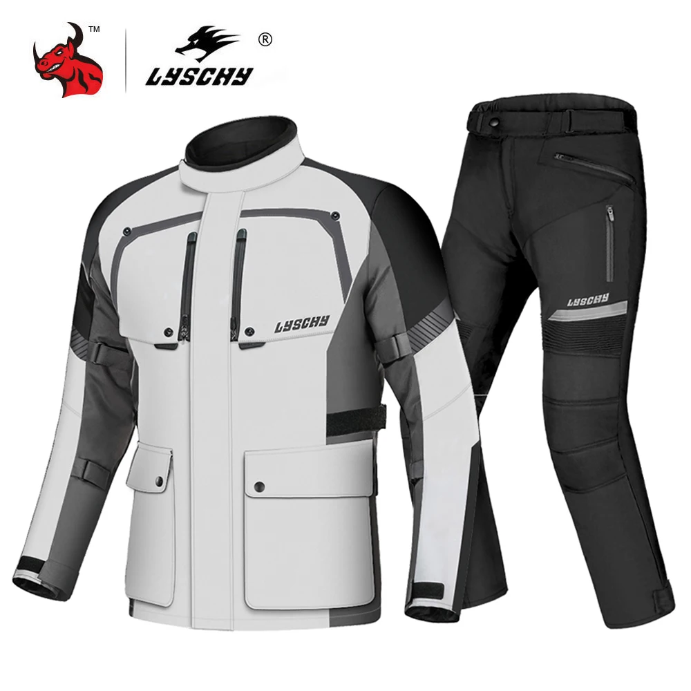 LYSCHY Motorcycle Jacket Men Waterproof Motorbike Riding Autumn Winter Moto Jacket Cold-proof Motorcycle Protective Gear Armor