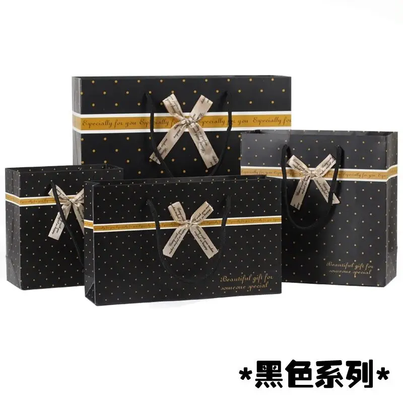 

100 Pack business gift black paper bag with handle for clothes shoes candy chocolate