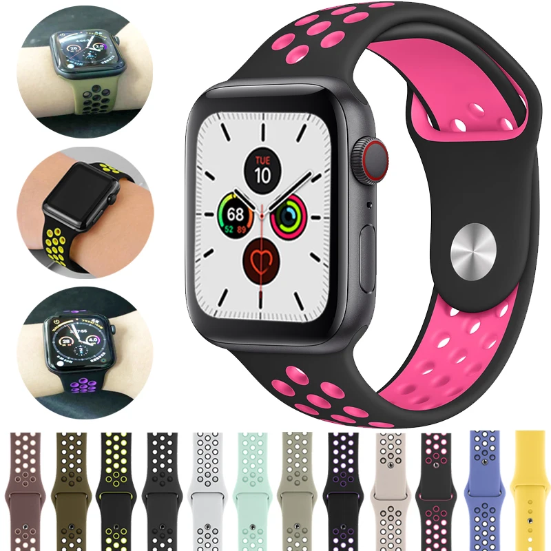 Силиконовый ремешок для apple watch band 42 мм 38 correa iwatch 4 3 2 44 40 спортивный браслет pulseira