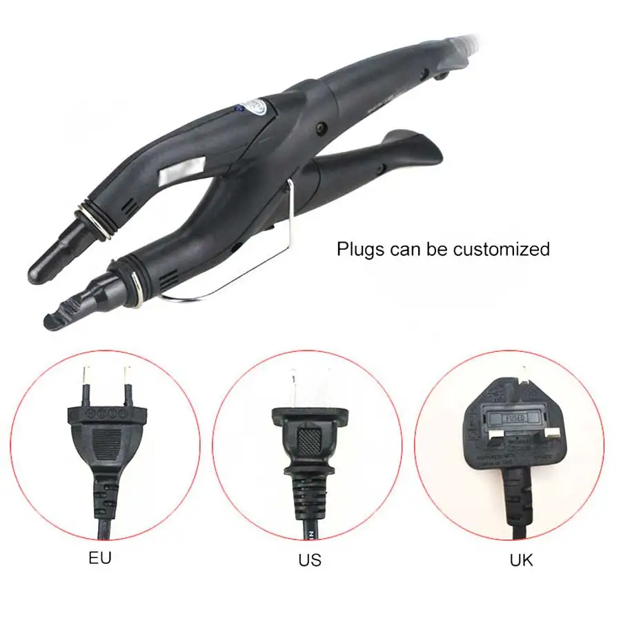 black uk plug Профессиональный салон Регулируемая температура наращивание волос железа Кератин склеивания инструменты fusion Клей разъем - Цвет: black uk plug