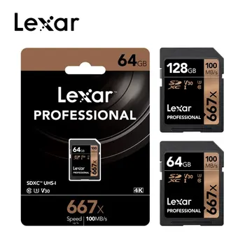 

Lexar Professional 667x Original SD Card SDXC UHS-I Max 100MB/s V30 256GB 128GB 64GB Memory Card for Full HD 3D 4K Video Camera