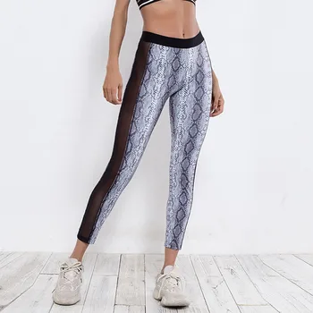 2020 Snake Print Sexy Leggings High Waist Fitness Legging Women Mesh See Through Summer Workout Leggins Home Wear Gothic Black 2