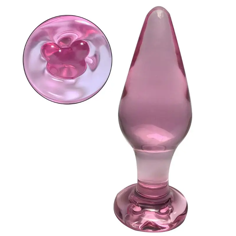 Transparent Glass Anus Plugs Pink Crystal Translucent Female Stimulator Anal Plug Adult Masturbation Sex Toys |
