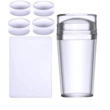 Biutee puro claro jelly silicone stamper cabeças definir modelo de arte do prego stamper e raspador 2.8cm selo com tampa transparente(China)