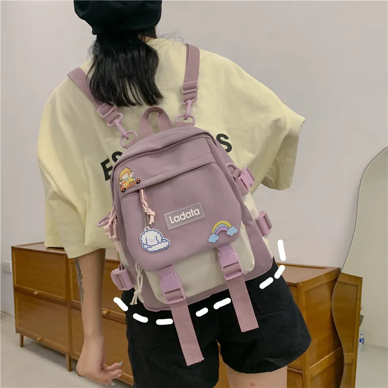 

The new Korean version of the mini backpack girl cute contrast color campus one-shoulder parent-child backpack bookbag