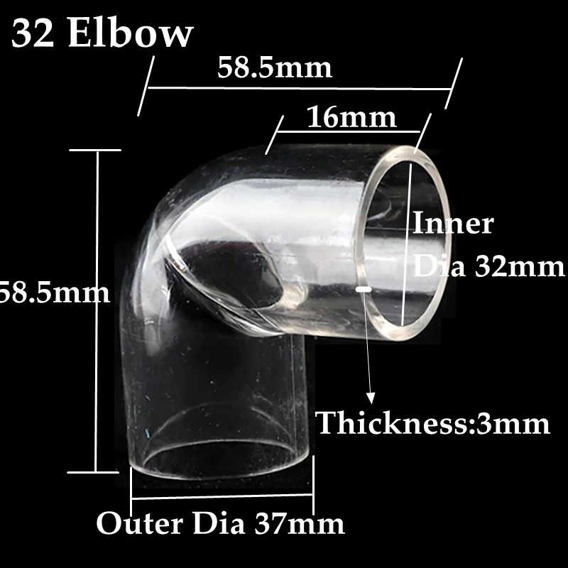 1/2/5/10pcs 90° Acrylic Elbow Connector Transparent Pipe Fittings Aquarium Water Tubo Joints Clear Plexiglass Tube Suppliers 