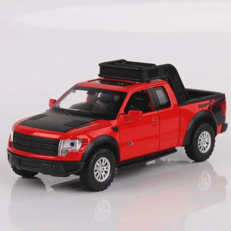 Новинка 1:32 модель автомобиля из цинкового сплава Ford raptor звук и светильник оттягивающийся автомобиль детские литые игрушки игрушечный автомобиль Abs Blaze игрушка - Color: Red no box