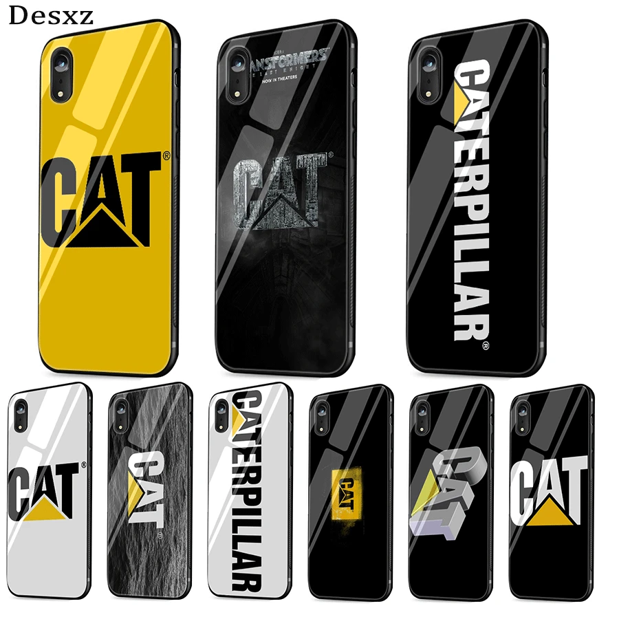 Glass Phone Case For iPhone 6 6s 7 8 Plus X XR XS Max 5s 5 SE Cover Caterpillar Logo Cute | Мобильные телефоны и
