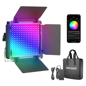 Neewer 480 RGB Led Light with APP Control, 480 SMD LEDs CRI95/0-360 Adjustable Colors with LCD Screen/U Bracket for Photography