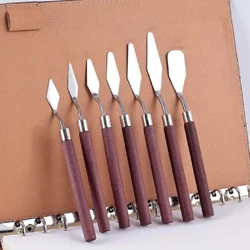 Ensemble de 7 couteaux à gratter pour peinture à l'huile en acier inoxydable, artisanat artistique, spatule, Palette, couteau, outil d'art, accessoires pour étudiants 