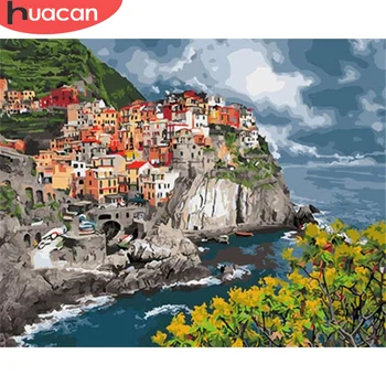 

HUACAN Painting By Number City Landscape HandPainted Art Pictures By Number For Adults Kits DIY Gift For Living Room
