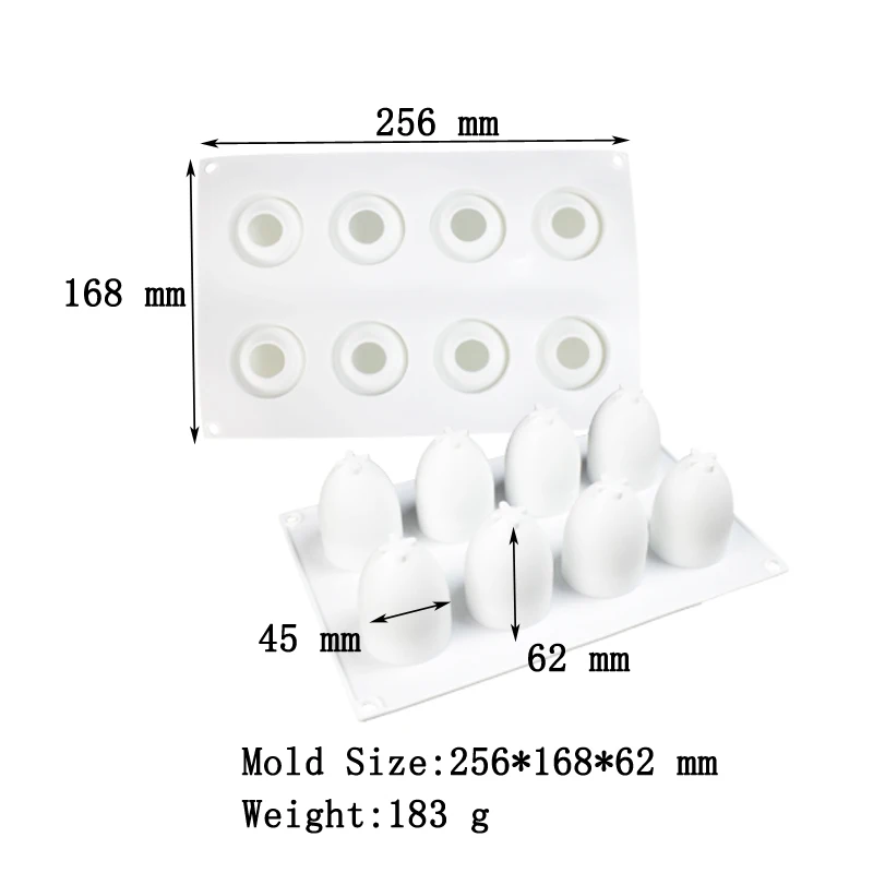 8 Cavity 3D Easter Egg Shape Silicone Cake Mold Chocolate Cupcake Mould French Dessert Truffle Mousse Decorating Tools