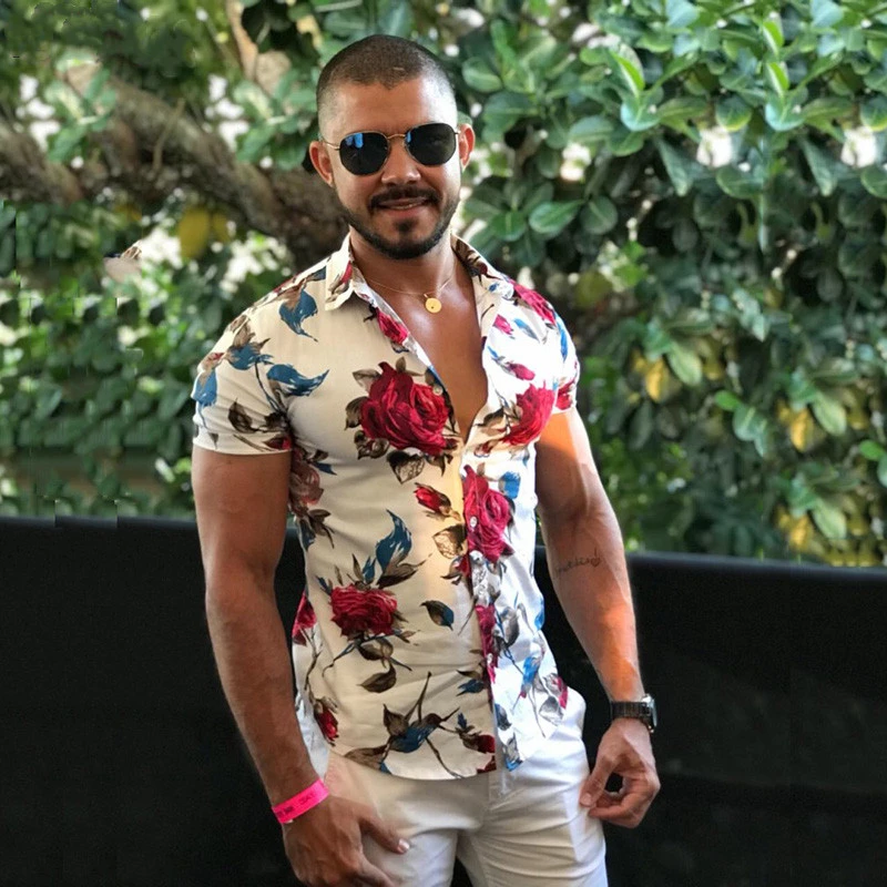 Camisa hawaiana de manga corta para hombre, ropa ajustada con estampado Floral, 7XL talla moda de verano, informales| - AliExpress