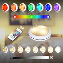 Led luz do armário de carregamento usb rgb 16 cor puck pode ser escurecido sob prateleira contador da cozinha iluminação controle remoto lâmpada noite