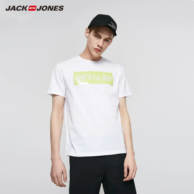 Мужская футболка с короткими рукавами JackJones 100% хлопок буквенным принтом и