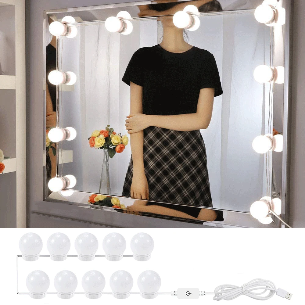 Genre fordel i aften Hollywood Led Vanity Mirror Lights For Makeup 5v Lighted Makeup Wall Lamp  Stepless Dimmable Vanity Light Bulb For Dressing Table - Vanity Lights -  AliExpress