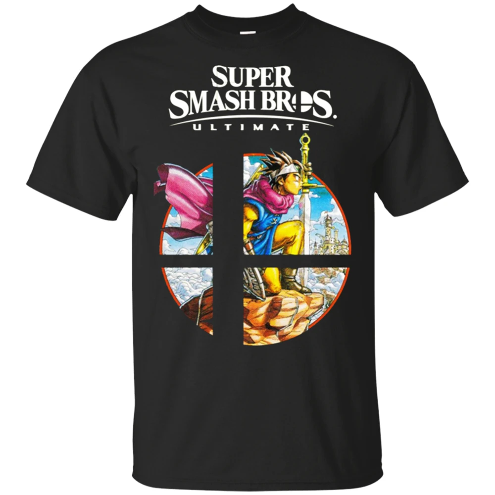 Super Smash Bros T-Shirt Erdrick-Hero Of Alefgard Black-Navy Short Men Retro Tee Shirt |