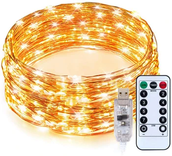 5/10/20M String Koperdraad Led Kerst Licht Ourdoor Remote Fee Lights Batterij/Usb Guirlande voor Feest Thuis Bruiloft Decor