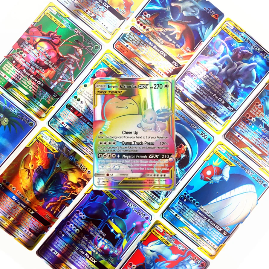 TOMY, 120 шт, Покемон, карты, с изображением 80tag team 20mega 20 ultra beast Gx