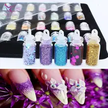 48 цветов, аксессуары для ногтей, красивые ювелирные изделия, стеклянная бутылка, заливка слизи, аксессуары для ногтей, яркие блестки, шестиугольник