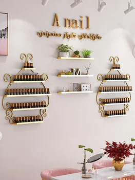 

Solid and durable nail salon nail polish display rack wall hanging imitation rust nail polish rack hanging wall storage rack eas