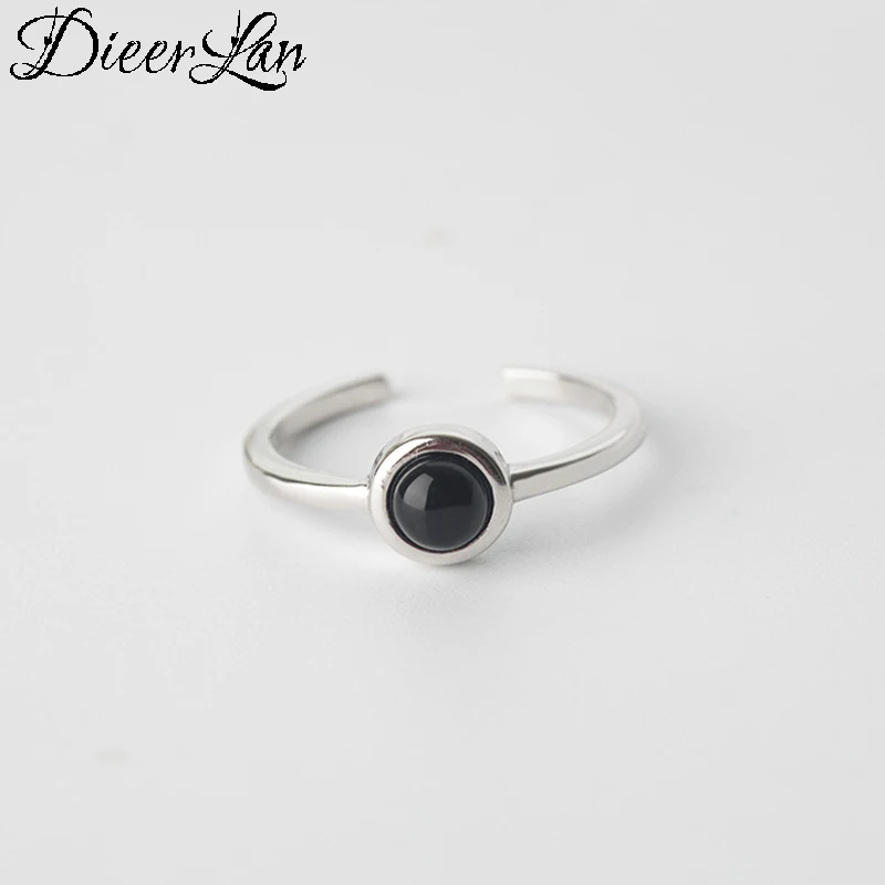 DIEERLAN, 925 пробы, серебряные, черные кольца для женщин, ювелирные изделия для помолвки, подарки на Рождество, открытые, кольца на палец