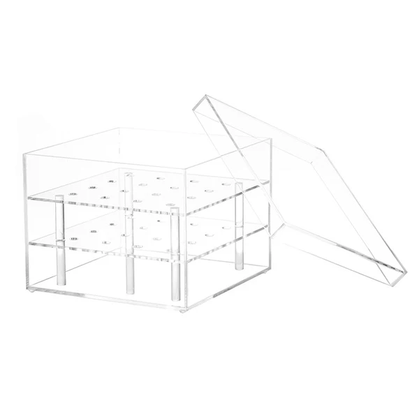 

New Fashion Clear Acrylic 16 Flowers Rose Flower Box Makeup Organizer Cosmetic Tools Holder Flower Gift Box For Girlfriend Wom