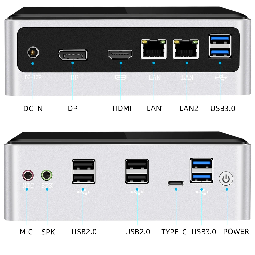 Mini PC Intel Core i7 10510U 2*DDR4 M.2 SSD NVMe Windows 10 Dual-Band WiFi Bluetooth 4.0 HDMI DP 4K 60Hz USB Type-C 2*Ethernet-5