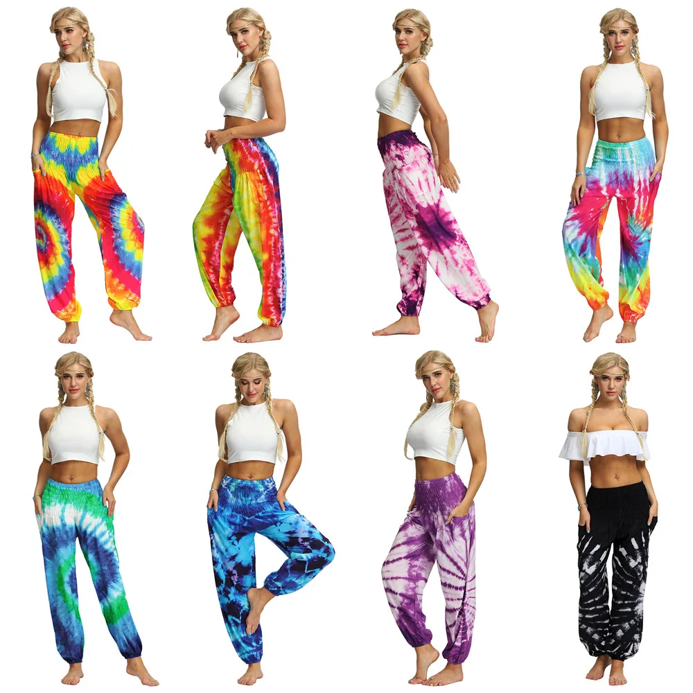 

Tie Dye Sweatpants Women Elastic High Waist Baggy Pants Hip Hop Casual Loose Pants Lady Fashion Pink Trousers Pants Women