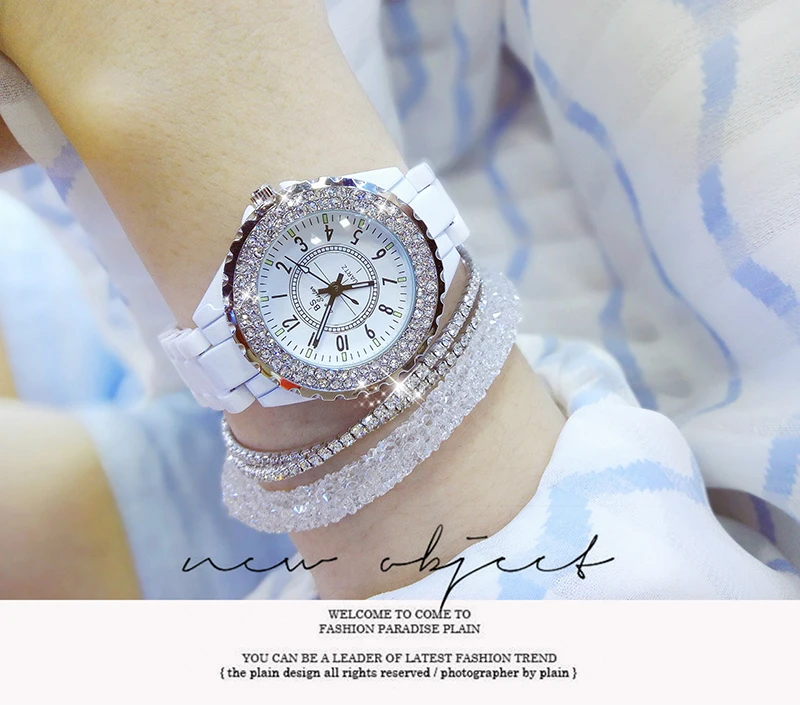 2020 Luxury Crystal Wristwatches Women White Ceramic Ladies Watch Quartz Fashion Women Watches Ladies Wrist Watches For Female