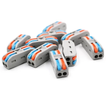 

10pcs/lot PCT 2 - 2 pole Compact Wire Wiring Connector Conductor Terminal Block Lever 0.08-2.5mm2 Universal Compact Wiring