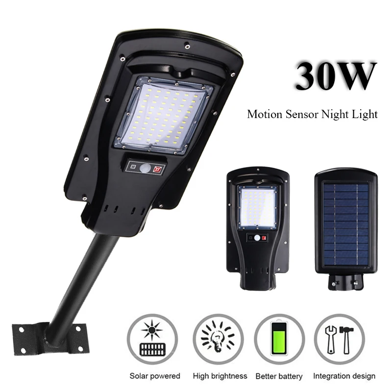 

60LED Solar Sensor Motion Activated LED Road Street Light Outdoor Lighting Wall Spot Lamp with Remote Controller