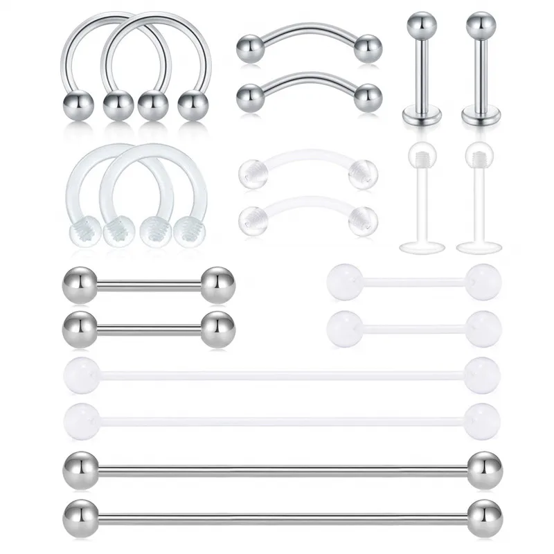 

Штанга для бровей и Bioflex, прозрачное кольцо для языка, промышленный фиксатор для пирсинга штанги для женщин, мужчин, перегородка, нос, губа, спираль, Козелок