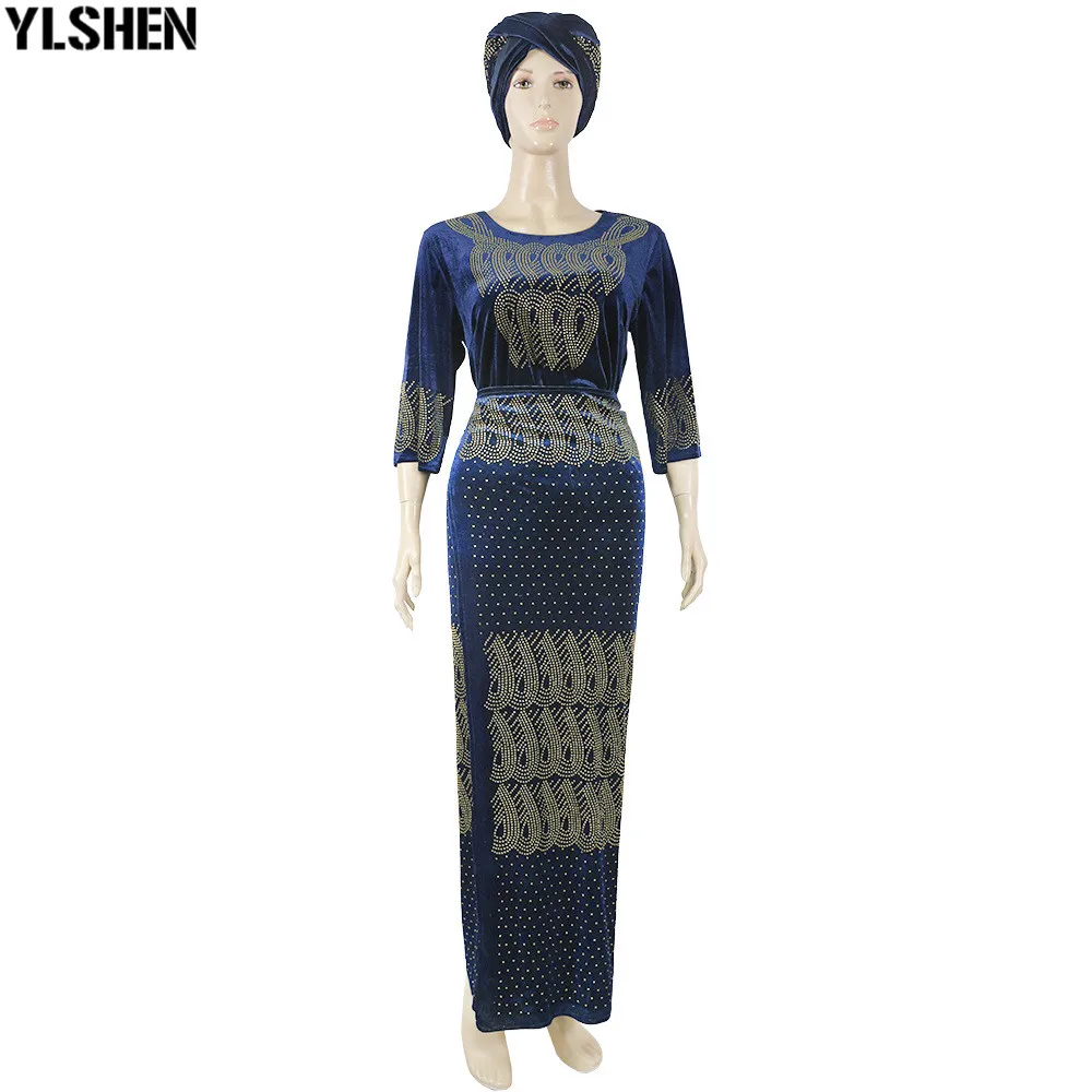 African Dresses for Women 3 Piece Set Dashiki Diamonds Tops Skirt African Clothes Bazin Broder Riche Fashion Robe Africaine Femme 26