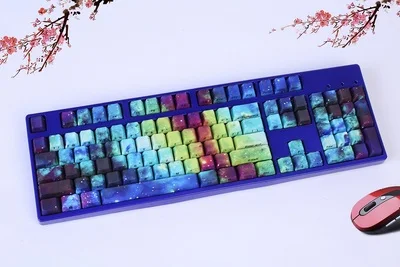 1 комплект 60/87/104 ключи Туманность серии C стиль PBT сублимационный Шапки белая освещенная контржурным светом механическая клавиатура Шапки для MX Переключатель