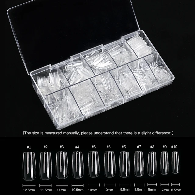 HNUIX 500pcs Long Coffin False Nails Ballerina Nail Tips Full Cover Acrylic Clear Nails False Nails For Gel Nails 938-8