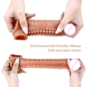 Silicone Condom Penis Sleeve for Penis Enlargement for Men Sex Toys for Couples Cock Sleeve Linen Nozzle Condoms With Tendrils 5