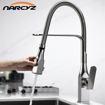 

Kitchen Faucets Nickel Single Handle Pull Out Hot and Cold Kitchen Tap Single Hole Handle Swivel Degree Water Mixer Tap XT-231