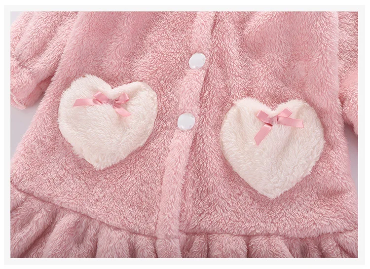 Hooded Fleece Pajamas 2019 Winter Teens Kids Robe Children Child Thick Bathrobe Girls Dress Sleep Wear Clothing White Pink Blue (7)