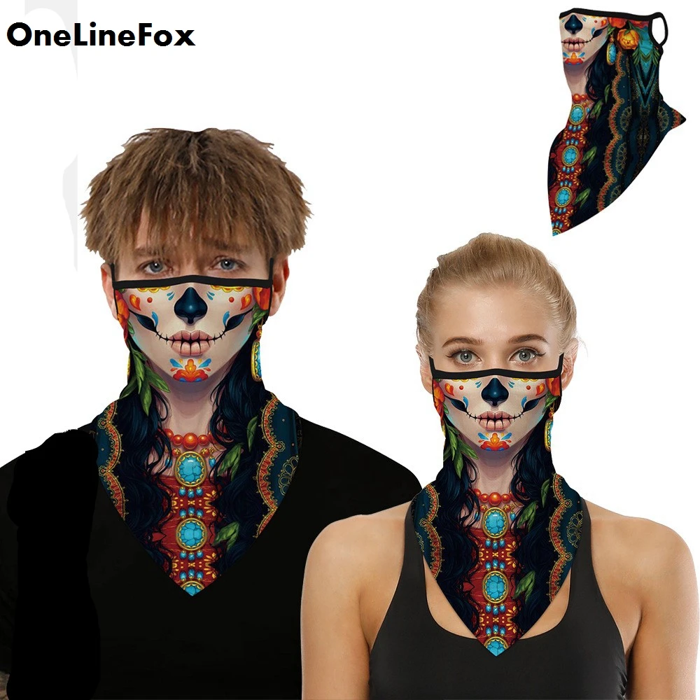 

OneLineFox Cool Triangle Bandana Breathable Face Scarves Clown Skull Anti-UV Smooth Triangle Scarves Neck Gaiter Cover Men Women