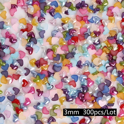 50/100/200/300 шт./лот heap имитация белого пластика половина жемчужные бусины в форме сердца 3/4/6/8/10/12 мм объемные с плоским дном для скрапбукинга ремесла - Цвет: 3mm  300pcs