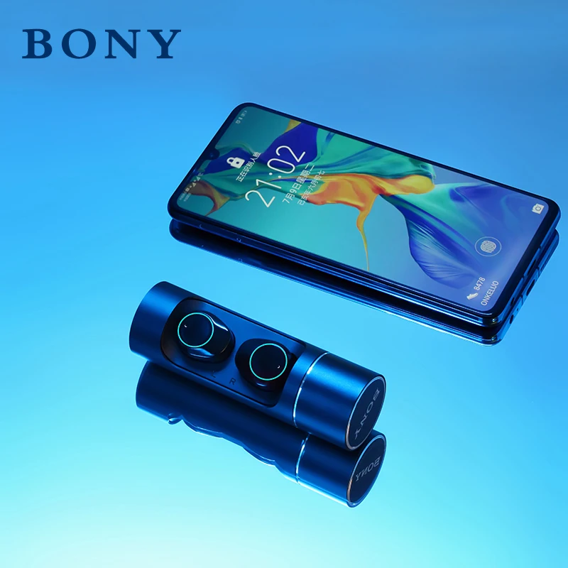 

BONY TWS 5.0 Wireless Bluetooth Headset Fingerprint Touch with Dual Microphone Sports Game Earbuds HD Stereo Wireless Headset
