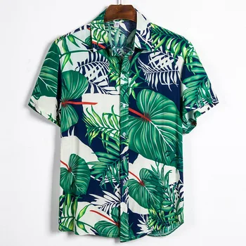 

New Arrival Summer Men Hawaiian Casual Shirts Men Tropical Button Tops Fashion Shirts Casual Short-sleeve Men Slim Fit Shirts
